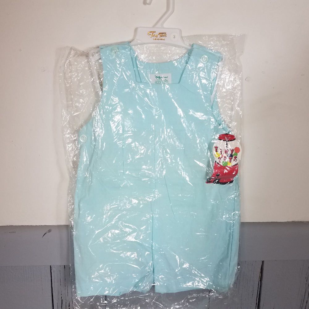 Vtg original tiny tots size 3 cotton romper blue